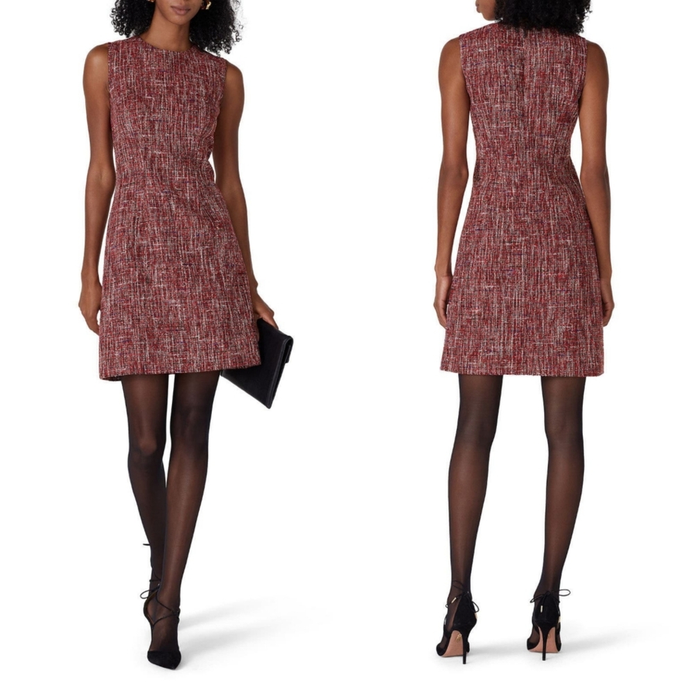 🪡 Adam Lippes Red Tweed Sheath Dress, Sz 8